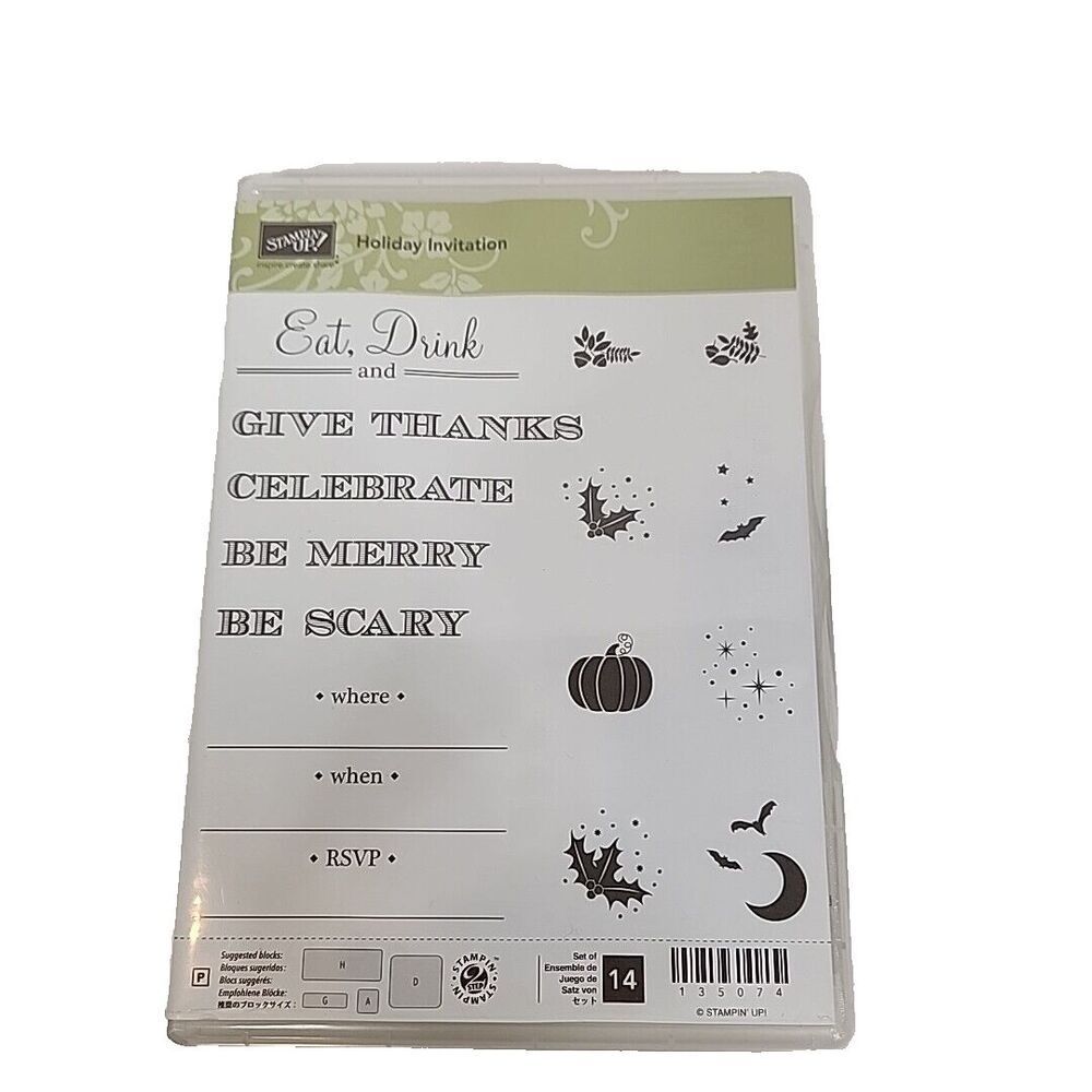 Stampin' Up! HOLIDAY INVITATION Stamp Set of 14‎ 135074 Thanksgiving Christmas